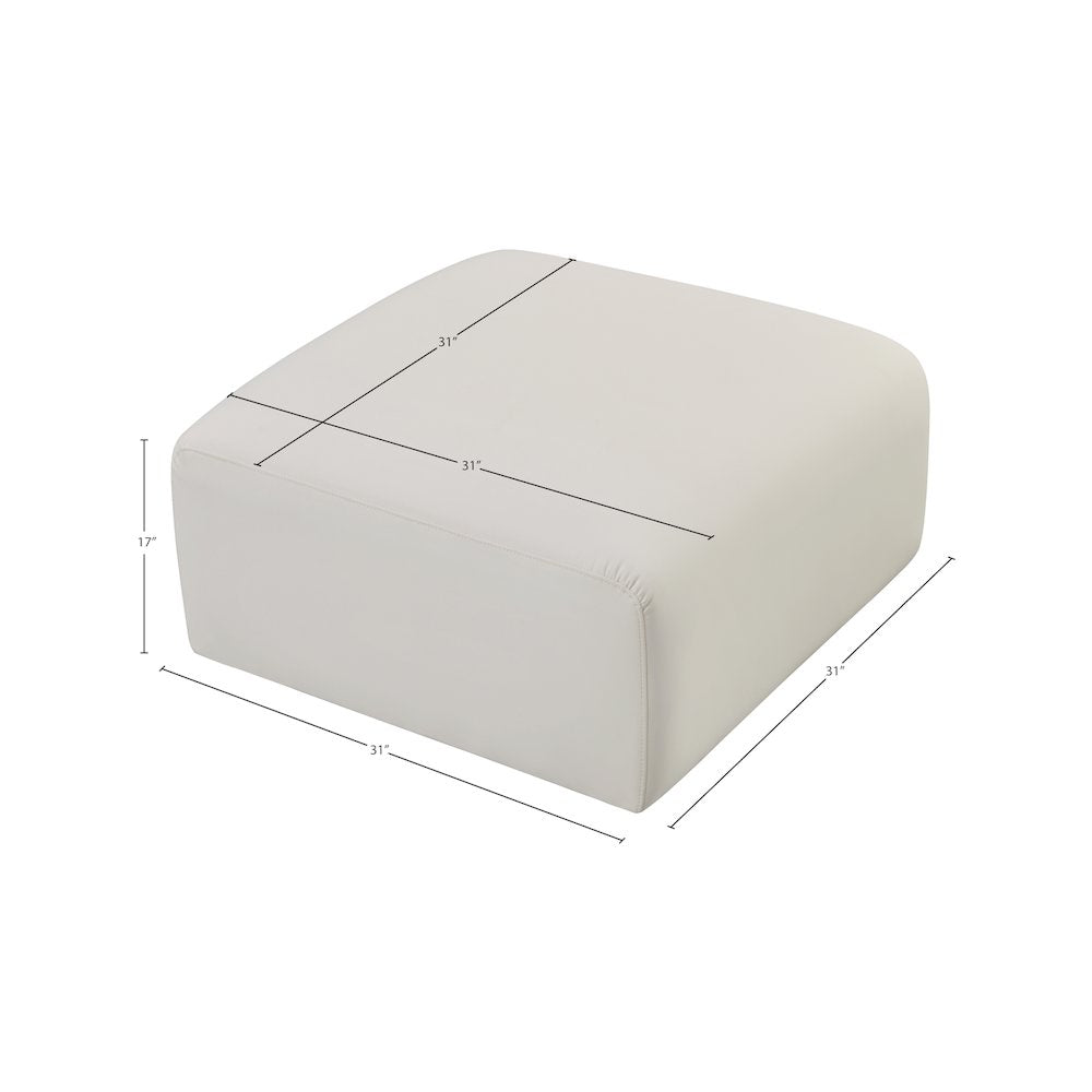 Arc Cream Vegan Leather Ottoman