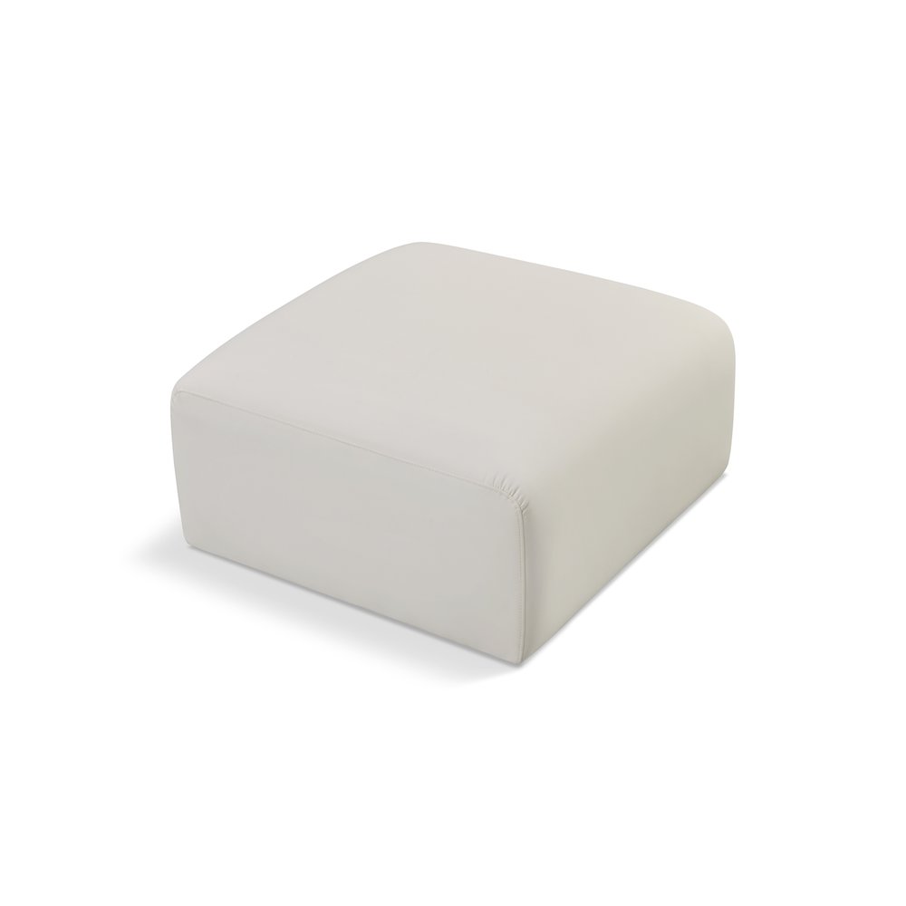 Arc Cream Vegan Leather Ottoman