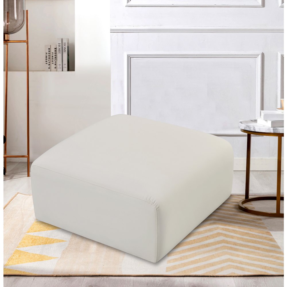 Arc Cream Vegan Leather Ottoman