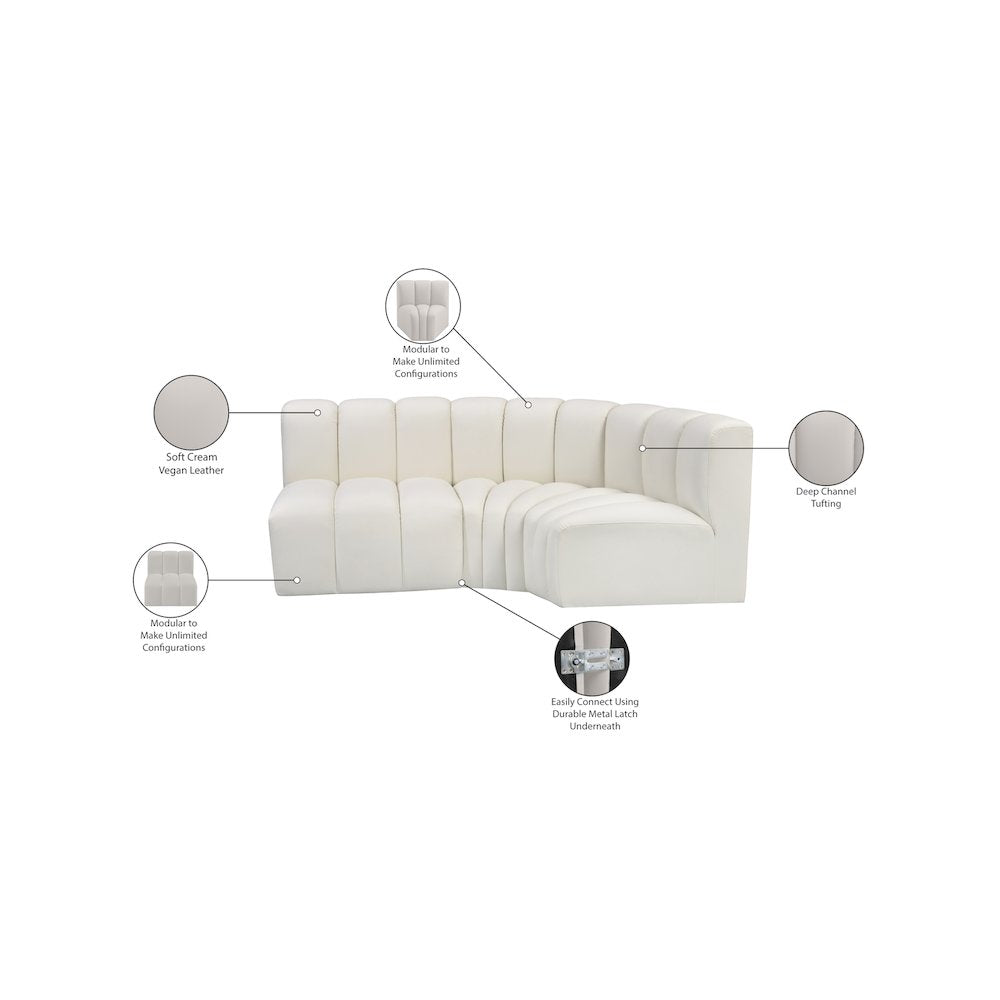 Arc Cream Vegan Leather Modular Sofa