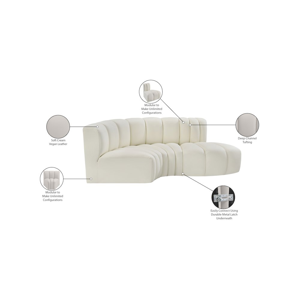 Arc Cream Vegan Leather Modular Sofa