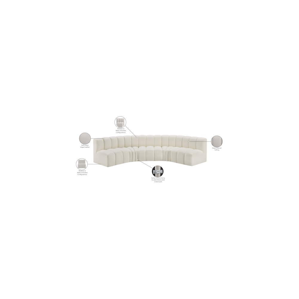 Arc Cream Vegan Leather Modular Sofa