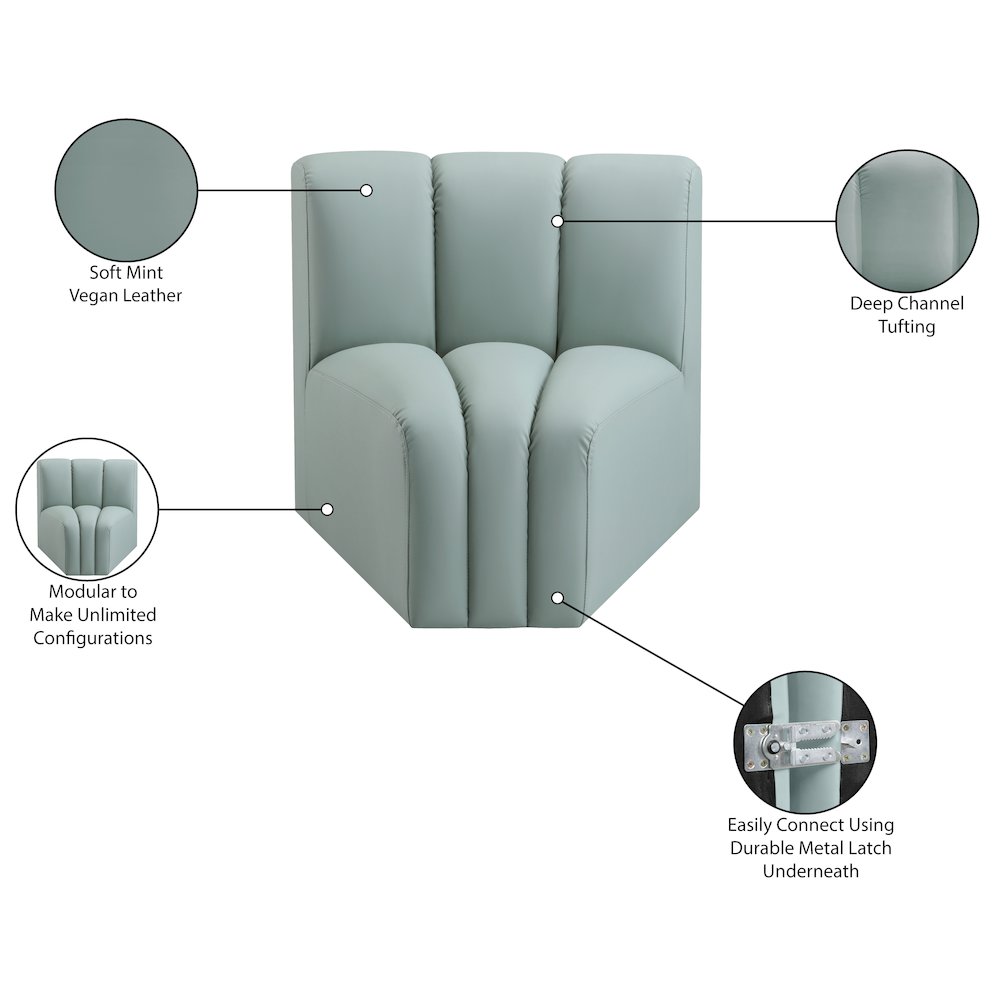 Arc Mint Green Vegan Leather Curved Corner