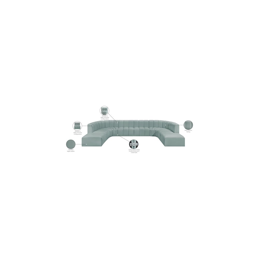 Arc Mint Green Vegan Leather Modular Sofa