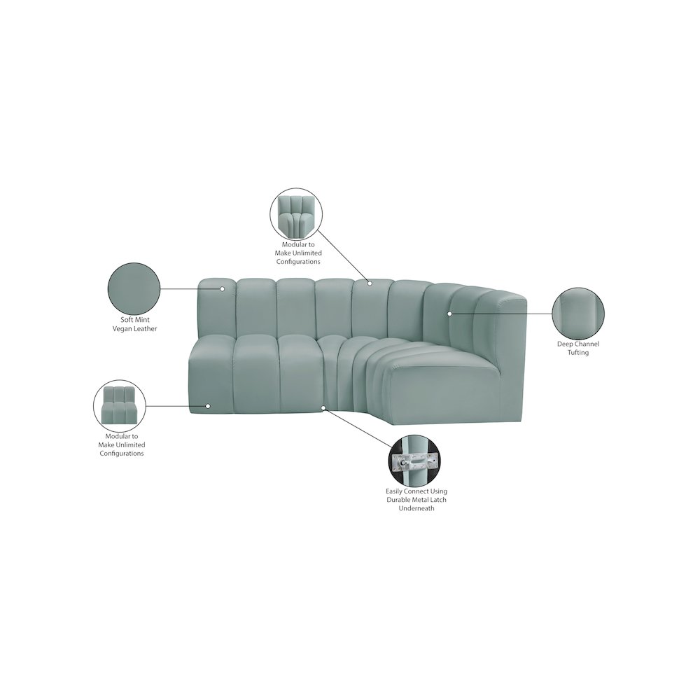 Arc Mint Green Vegan Leather Modular Sofa