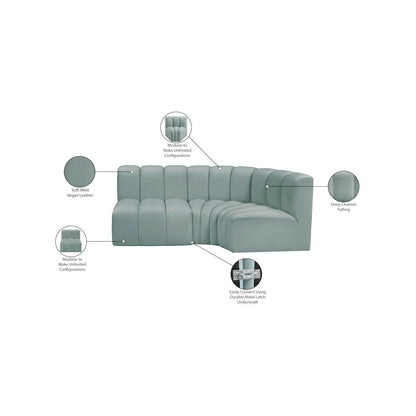 Arc Mint Green Vegan Leather Modular Sofa