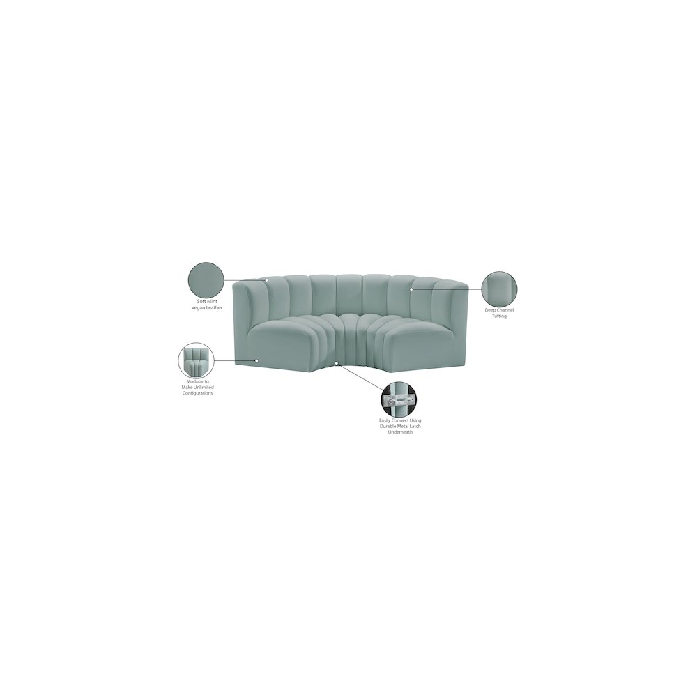 Arc Mint Green Vegan Leather Modular Sofa