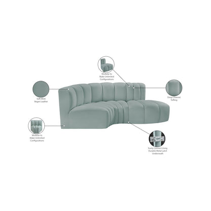 Arc Mint Green Vegan Leather Modular Sofa