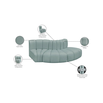 Arc Mint Green Vegan Leather Modular Sofa