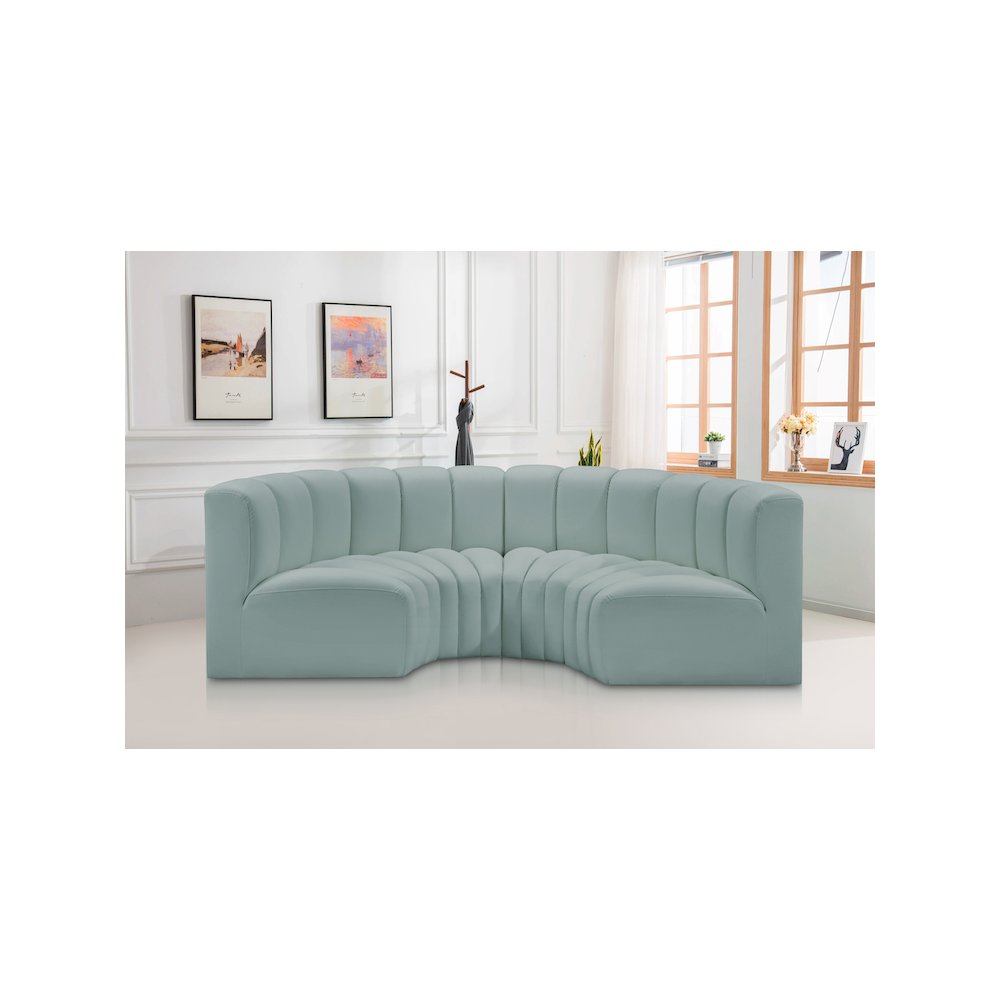 Arc Mint Green Vegan Leather Modular Sofa
