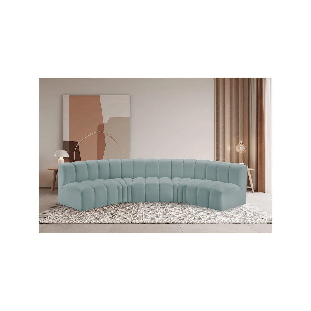 Arc Mint Green Vegan Leather Modular Sofa