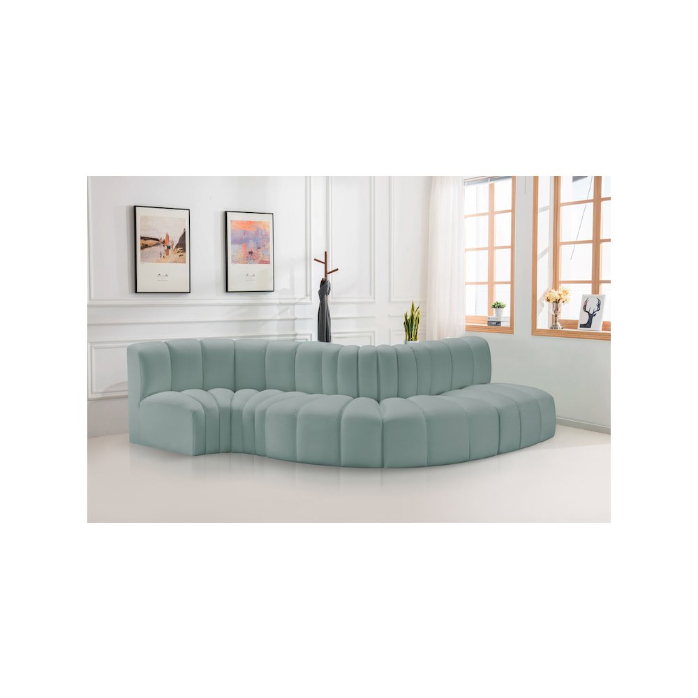 Arc Mint Green Vegan Leather Modular Sofa