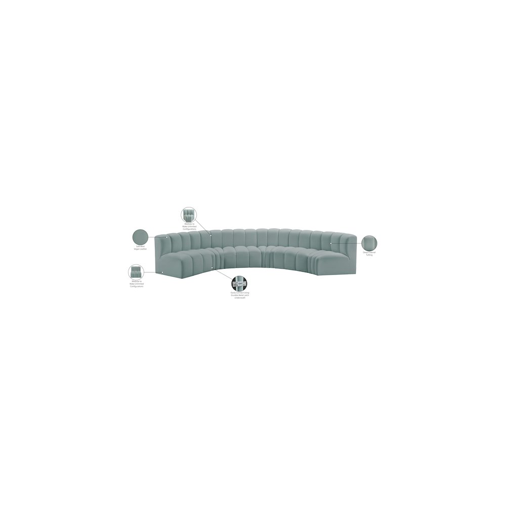 Arc Mint Green Vegan Leather Modular Sofa