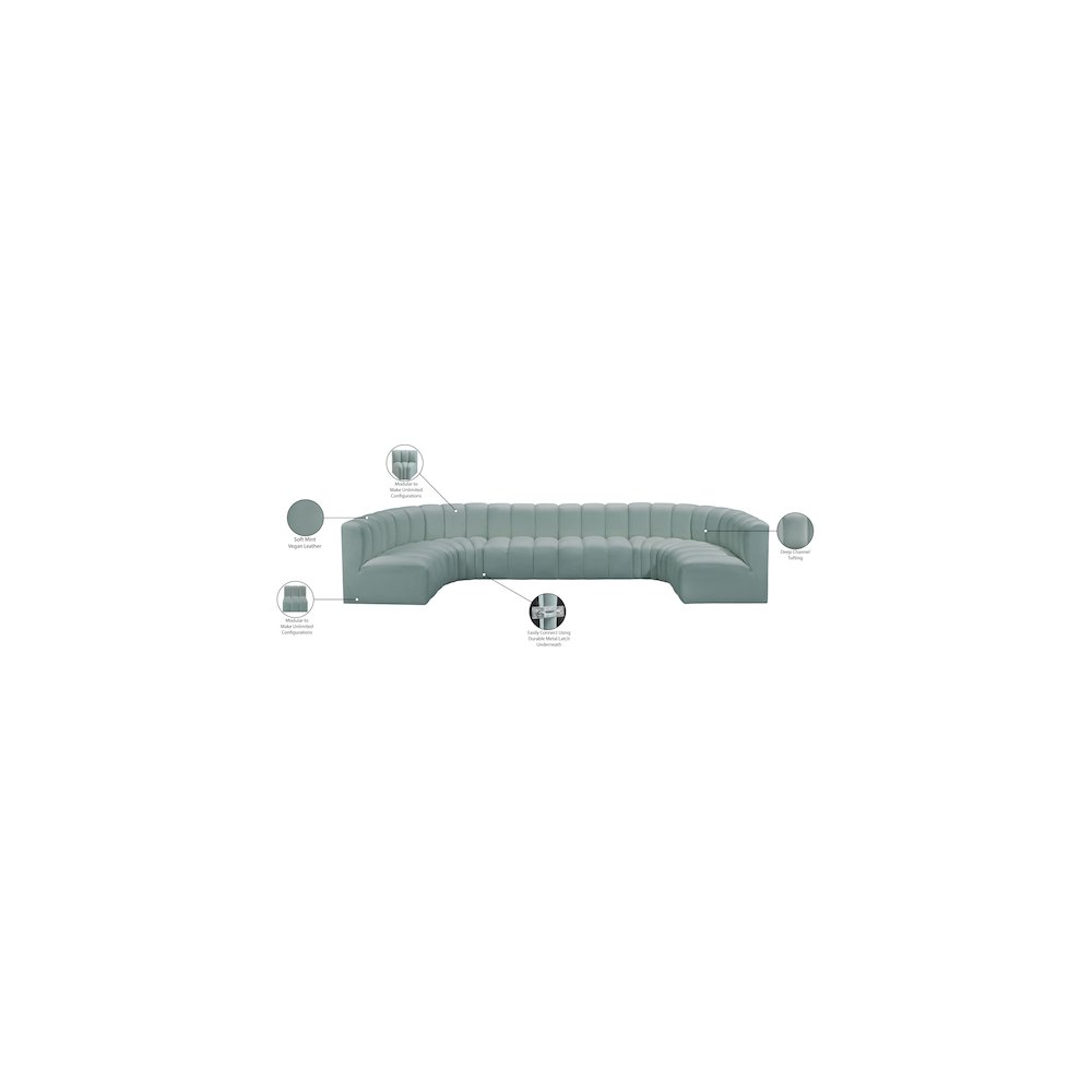 Arc Mint Green Vegan Leather Modular Sofa