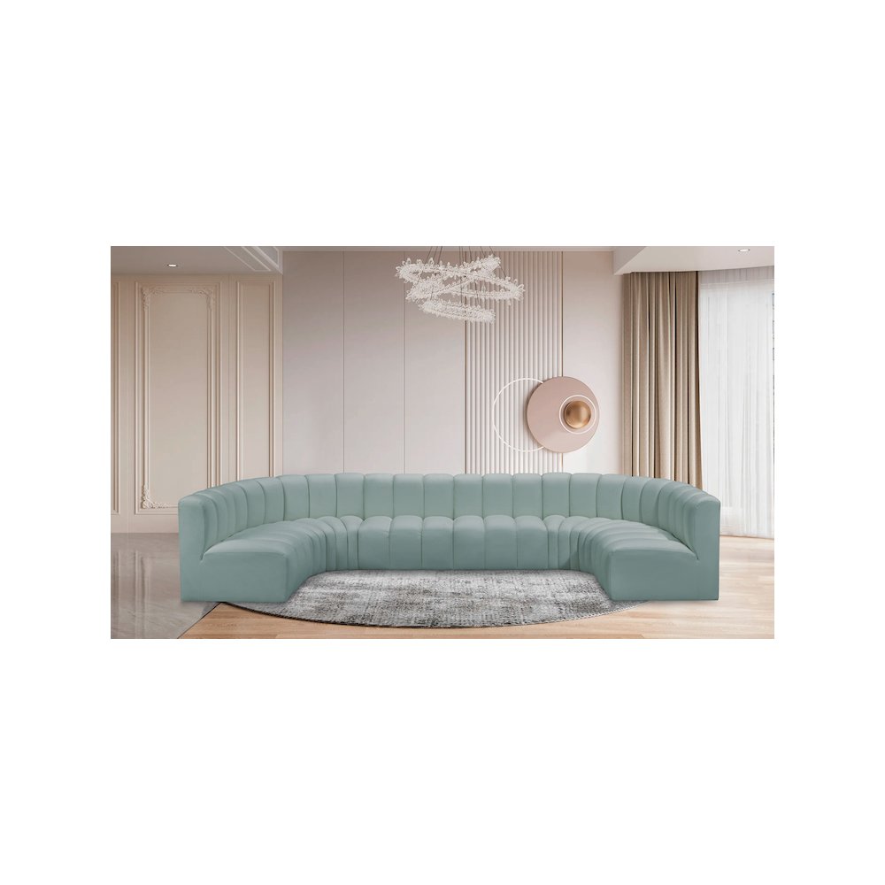 Arc Mint Green Vegan Leather Modular Sofa