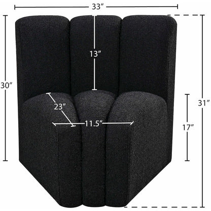 Arc Black Boucle Fabric Curved Corner
