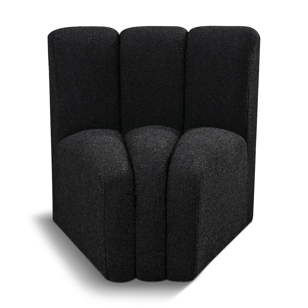 Arc Black Boucle Fabric Curved Corner