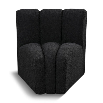 Arc Black Boucle Fabric Curved Corner