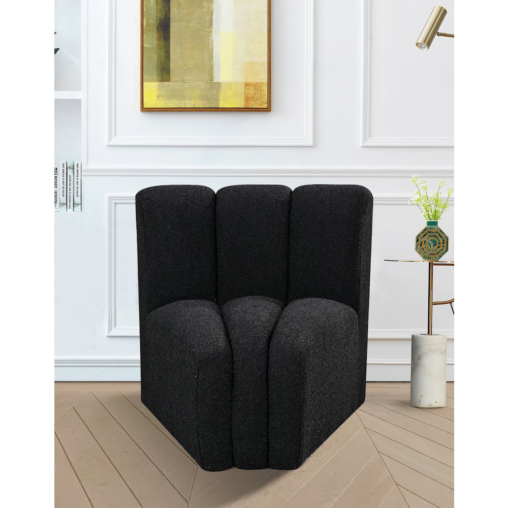 Arc Black Boucle Fabric Curved Corner