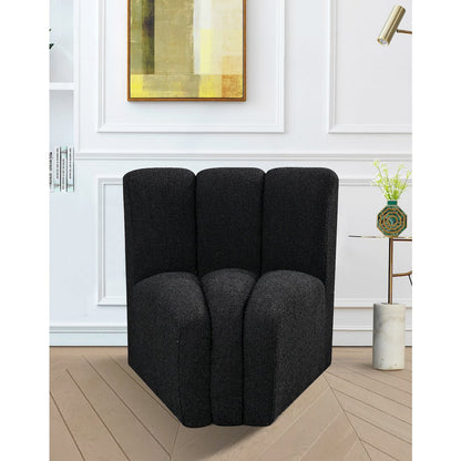 Arc Black Boucle Fabric Curved Corner