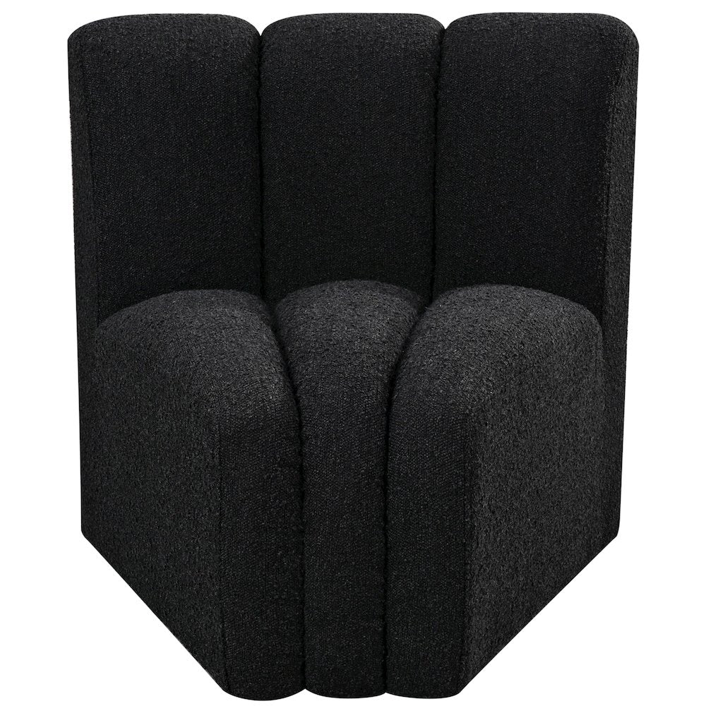 Arc Black Boucle Fabric Curved Corner