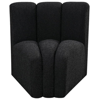 Arc Black Boucle Fabric Curved Corner