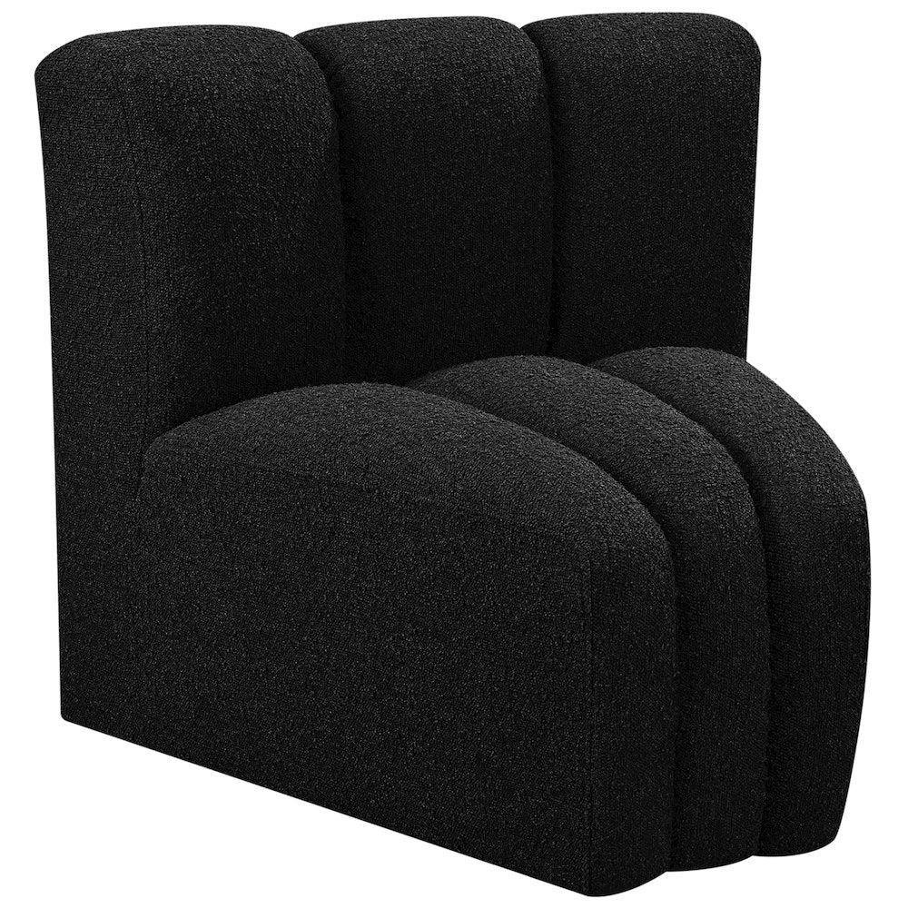 Arc Black Boucle Fabric Curved Corner