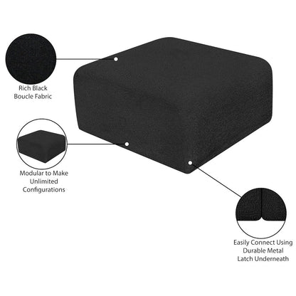 Arc Black Boucle Fabric Ottoman