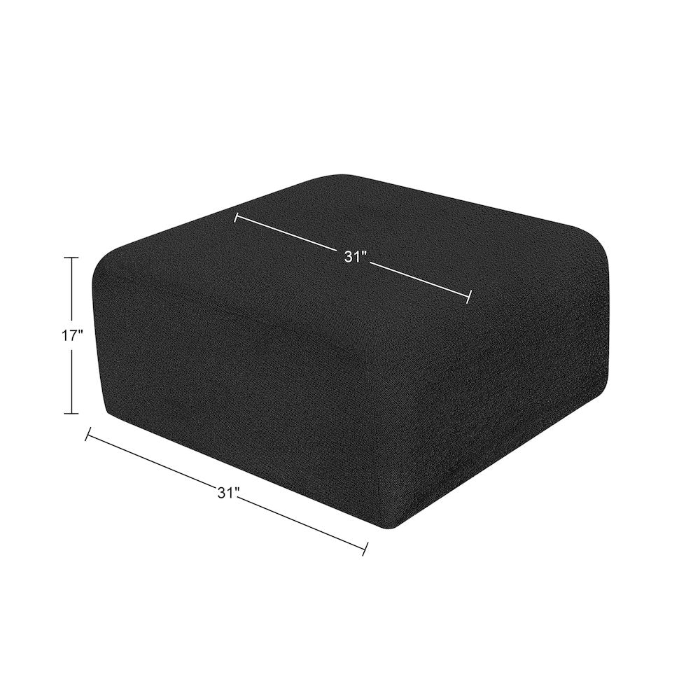 Arc Black Boucle Fabric Ottoman