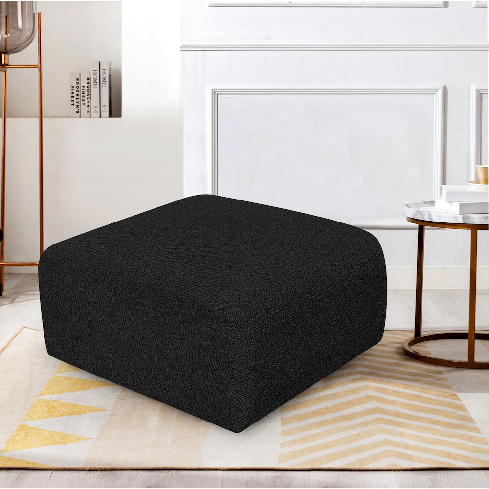 Arc Black Boucle Fabric Ottoman