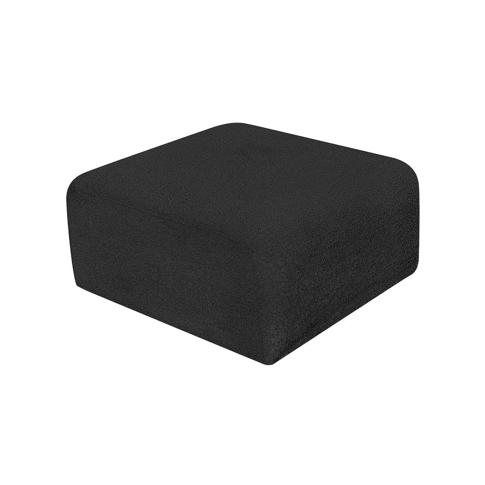 Arc Black Boucle Fabric Ottoman