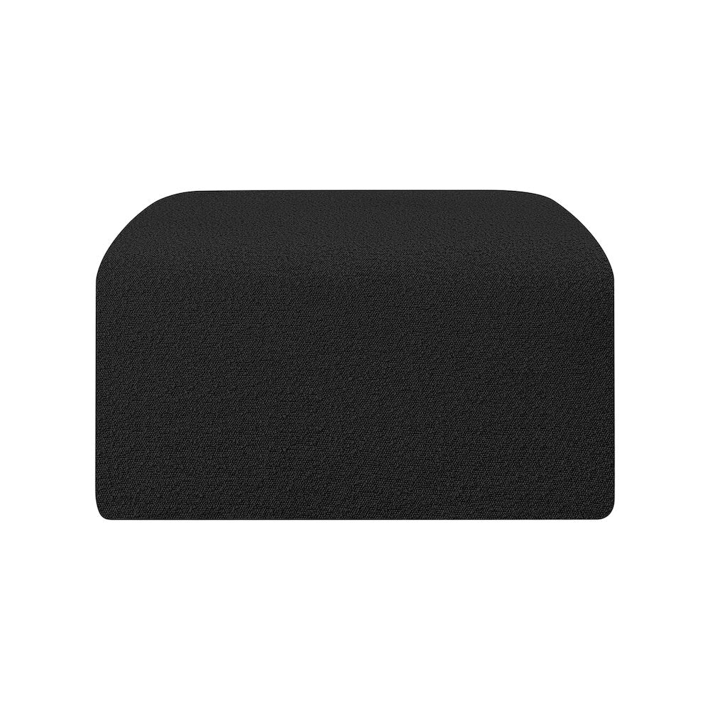 Arc Black Boucle Fabric Ottoman
