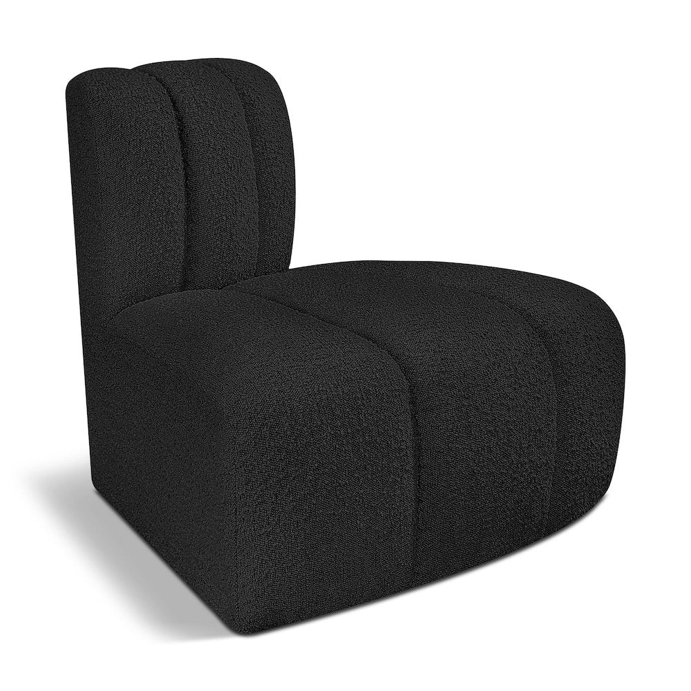 Arc Black Boucle Fabric Reverse Corner