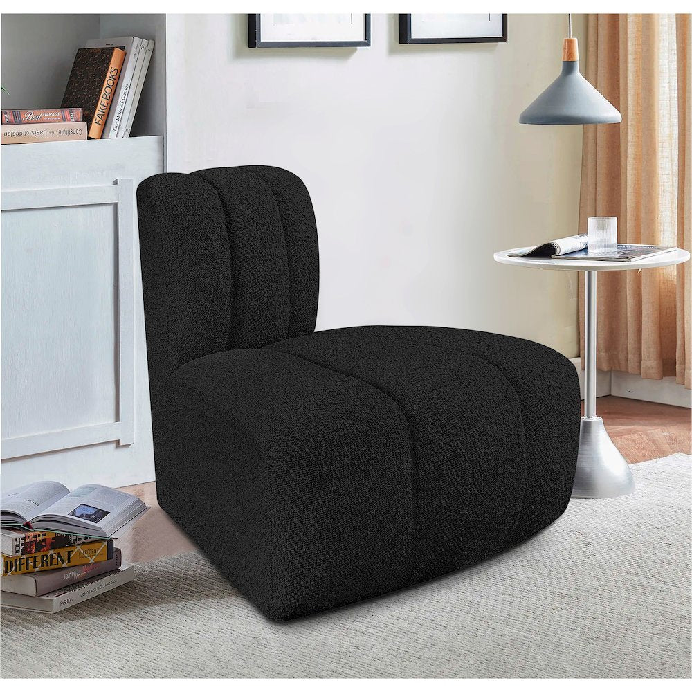 Arc Black Boucle Fabric Reverse Corner