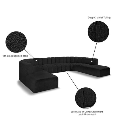 Arc Black Boucle Fabric Modular Sofa