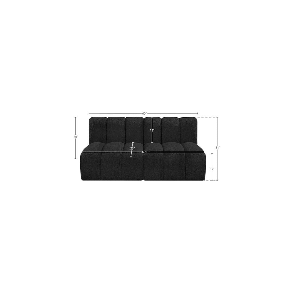Arc Black Boucle Fabric Modular Sofa
