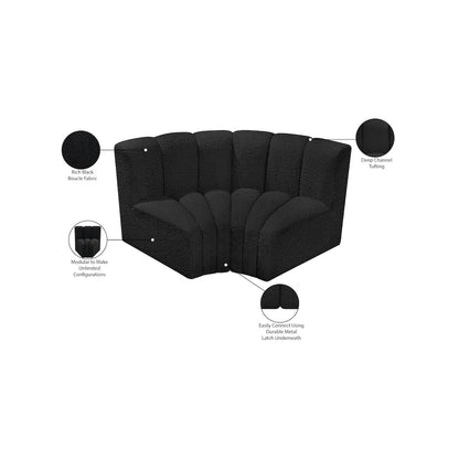 Arc Black Boucle Fabric Modular Sofa