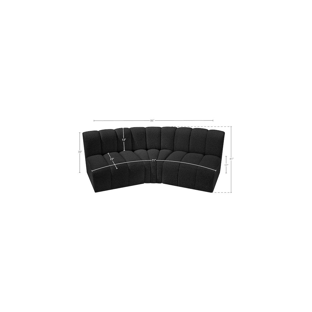 Arc Black Boucle Fabric Modular Sofa