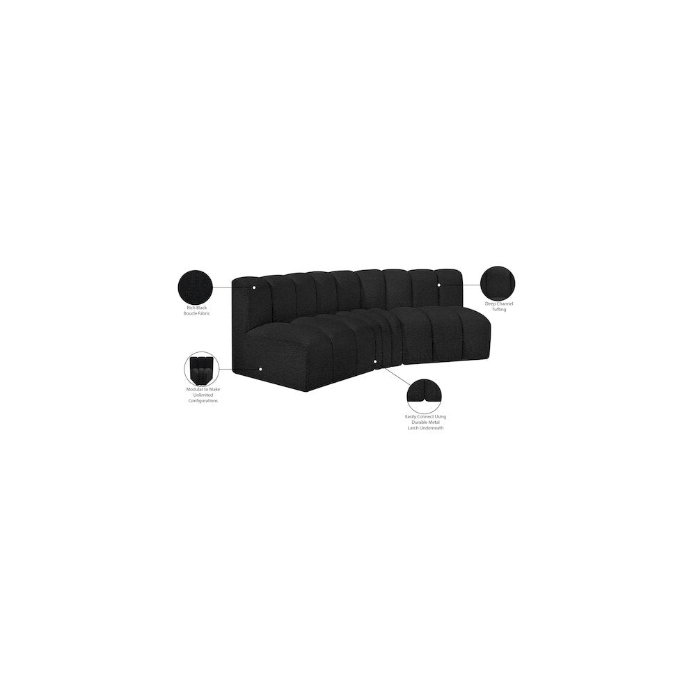 Arc Black Boucle Fabric Modular Sofa