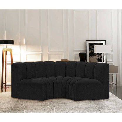 Arc Black Boucle Fabric Modular Sofa
