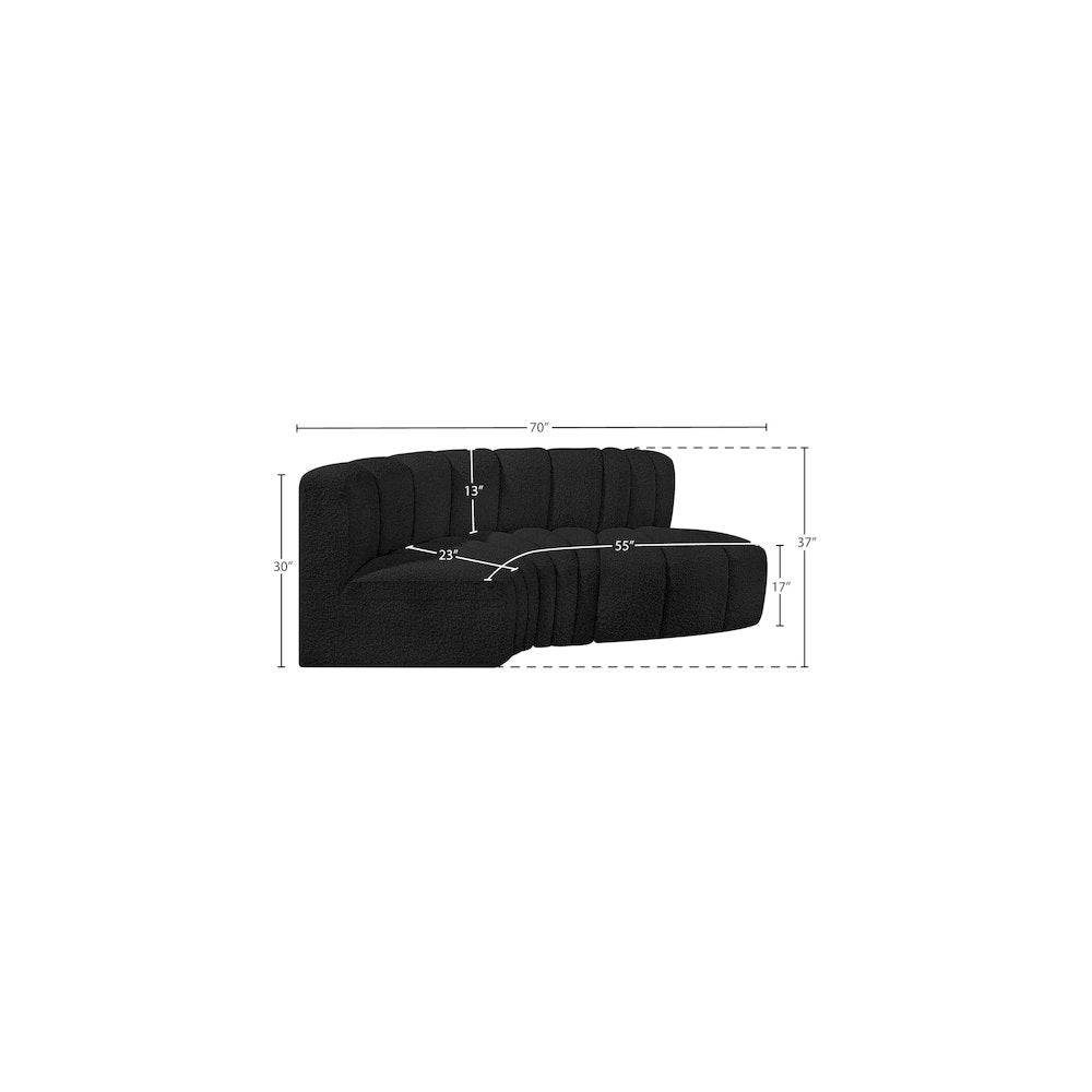 Arc Black Boucle Fabric Modular Sofa
