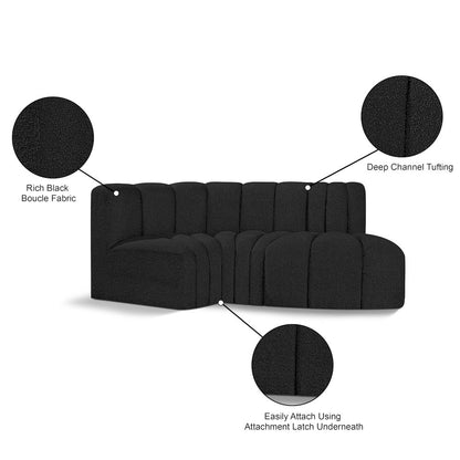 Arc Black Boucle Fabric Modular Sofa