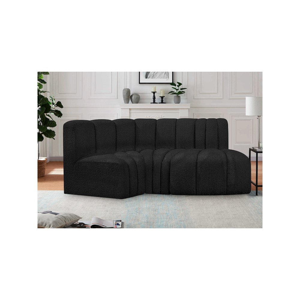 Arc Black Boucle Fabric Modular Sofa