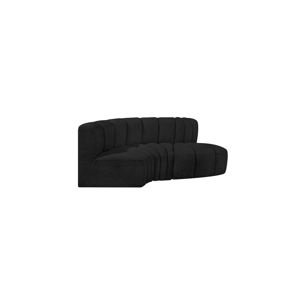 Arc Black Boucle Fabric Modular Sofa