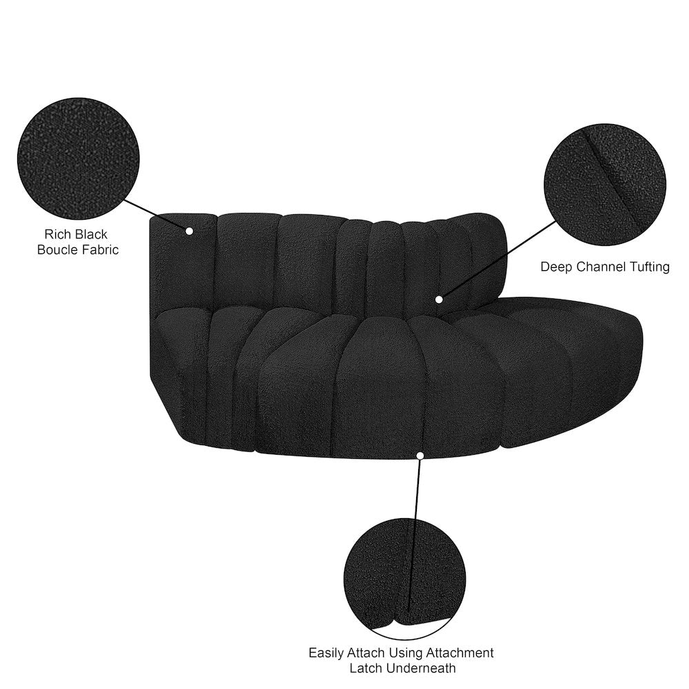 Arc Black Boucle Fabric Modular Sofa
