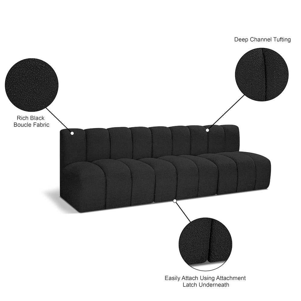 Arc Black Boucle Fabric Modular Sofa
