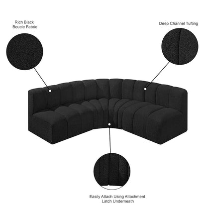 Arc Black Boucle Fabric Modular Sofa