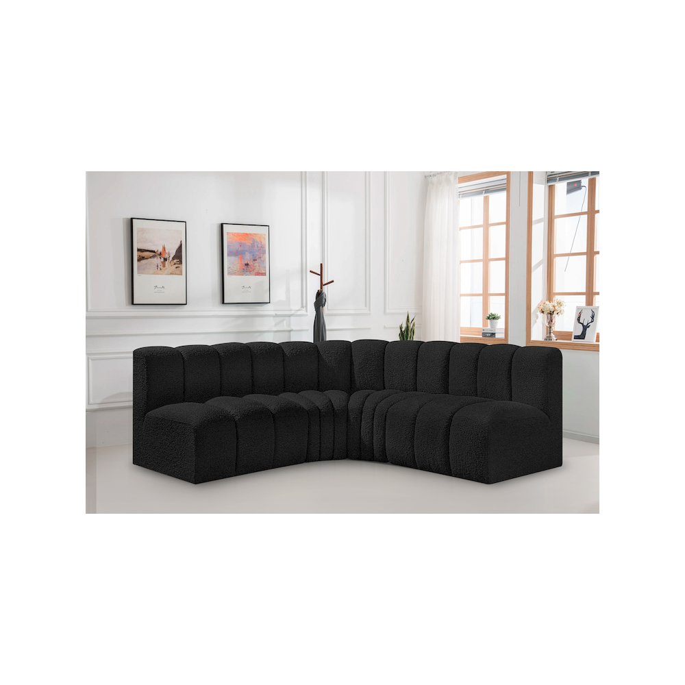 Arc Black Boucle Fabric Modular Sofa