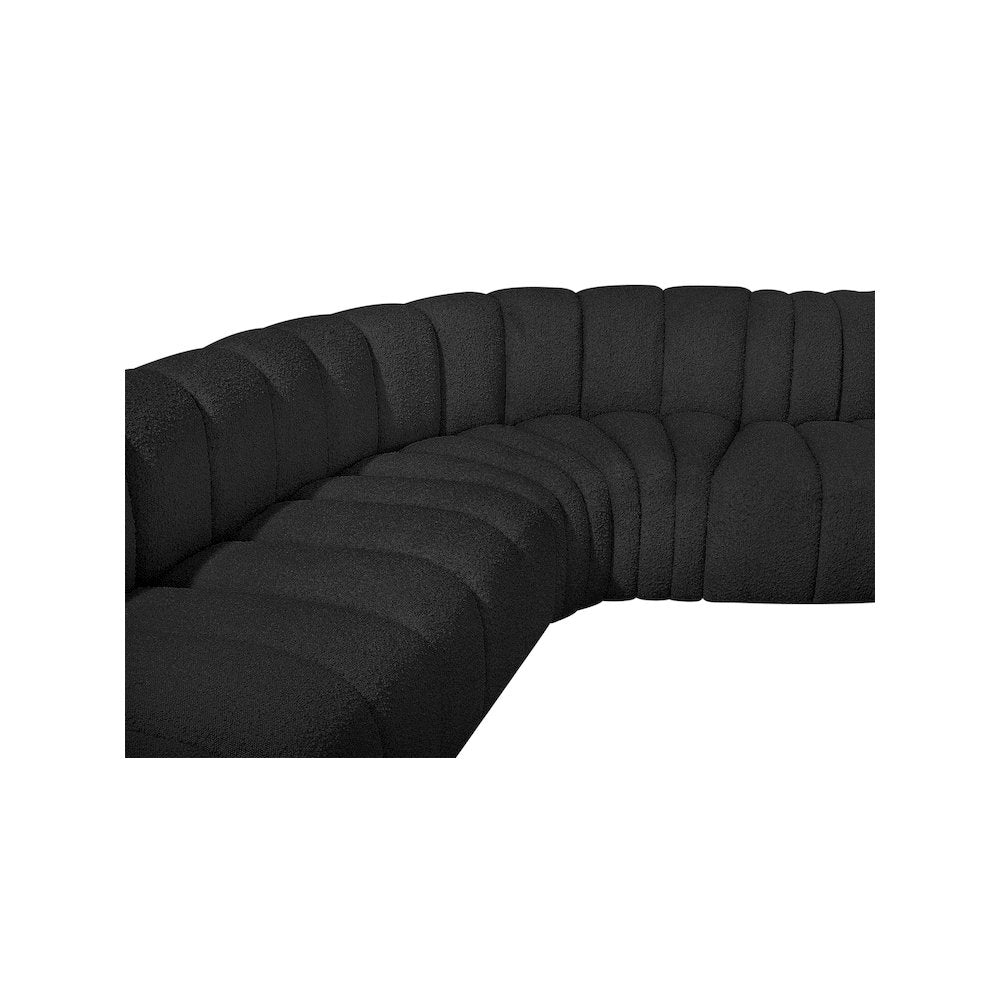 Arc Black Boucle Fabric Modular Sofa