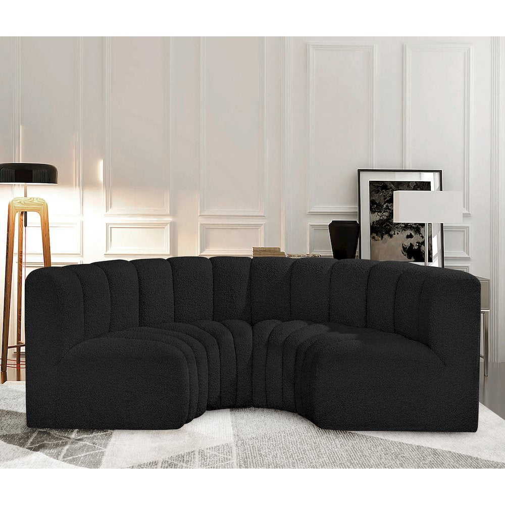 Arc Black Boucle Fabric Modular Sofa